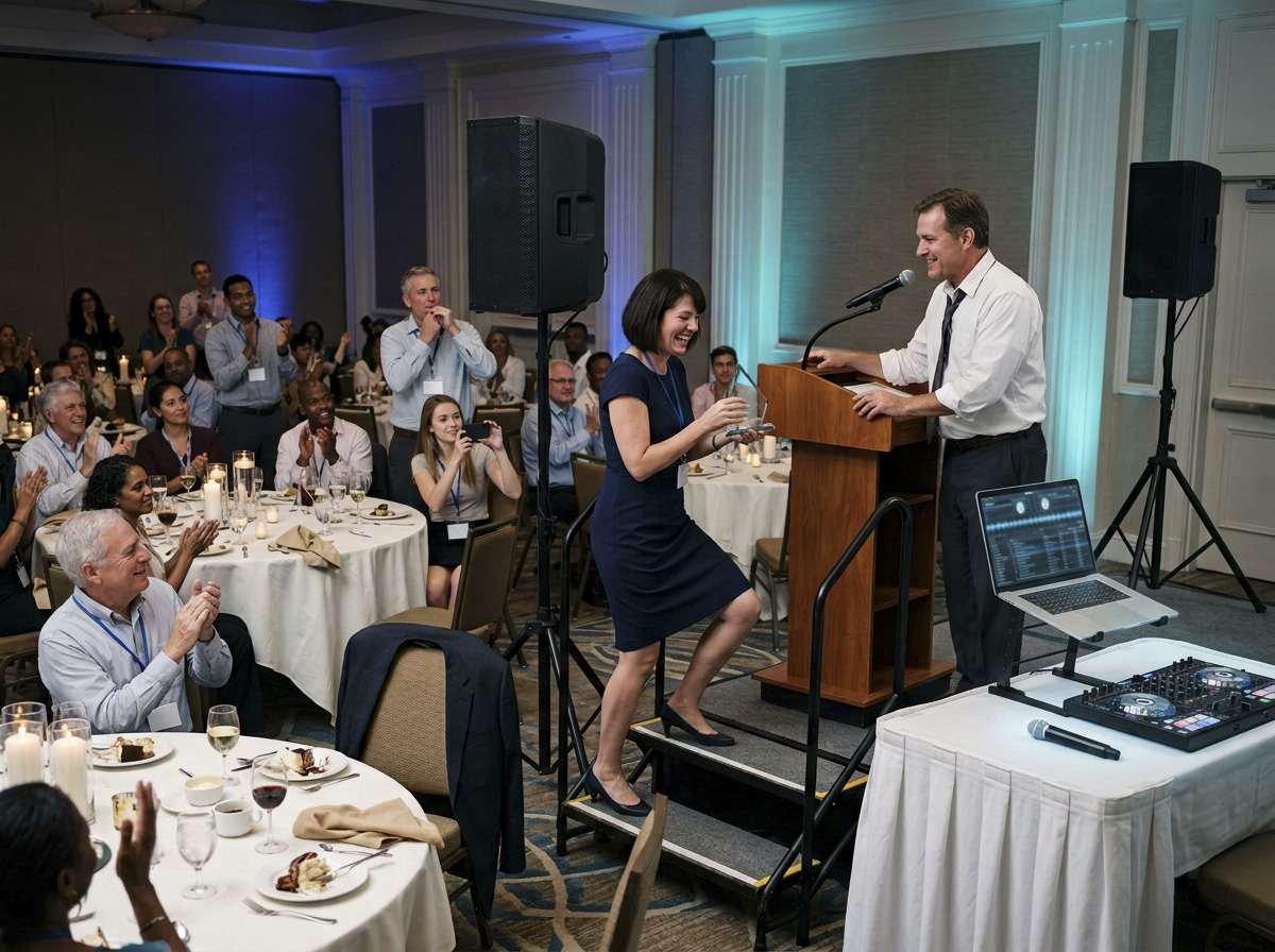 Corporate awards banquet with professional sound